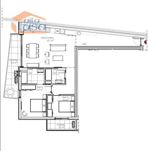 Apartamento T2 para Venda em Mafamude e Vilar do Paraíso