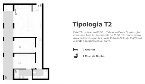 Apartamento T1 para Venda em Pedrouços