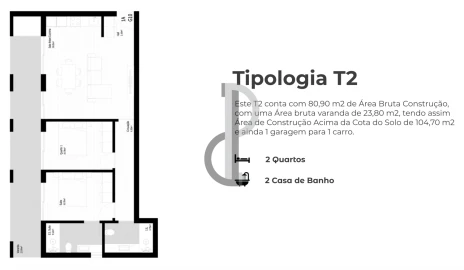 Apartamento T1 para Venda em Pedrouços