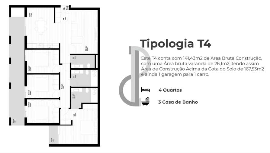 Apartamento T2 para Venda em Pedrouços Foto 21