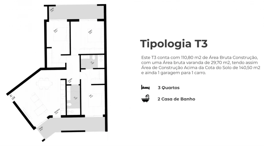 Apartamento T2 para Venda em Pedrouços Planta 3
