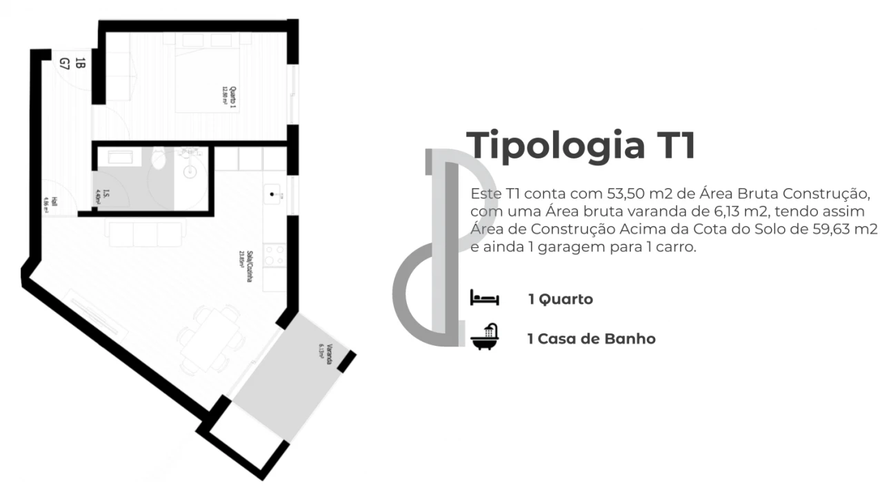 Apartamento T2 para Venda em Pedrouços Foto 18