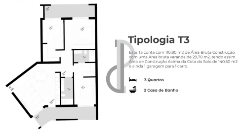 Apartamento T3 para Venda em Pedrouços