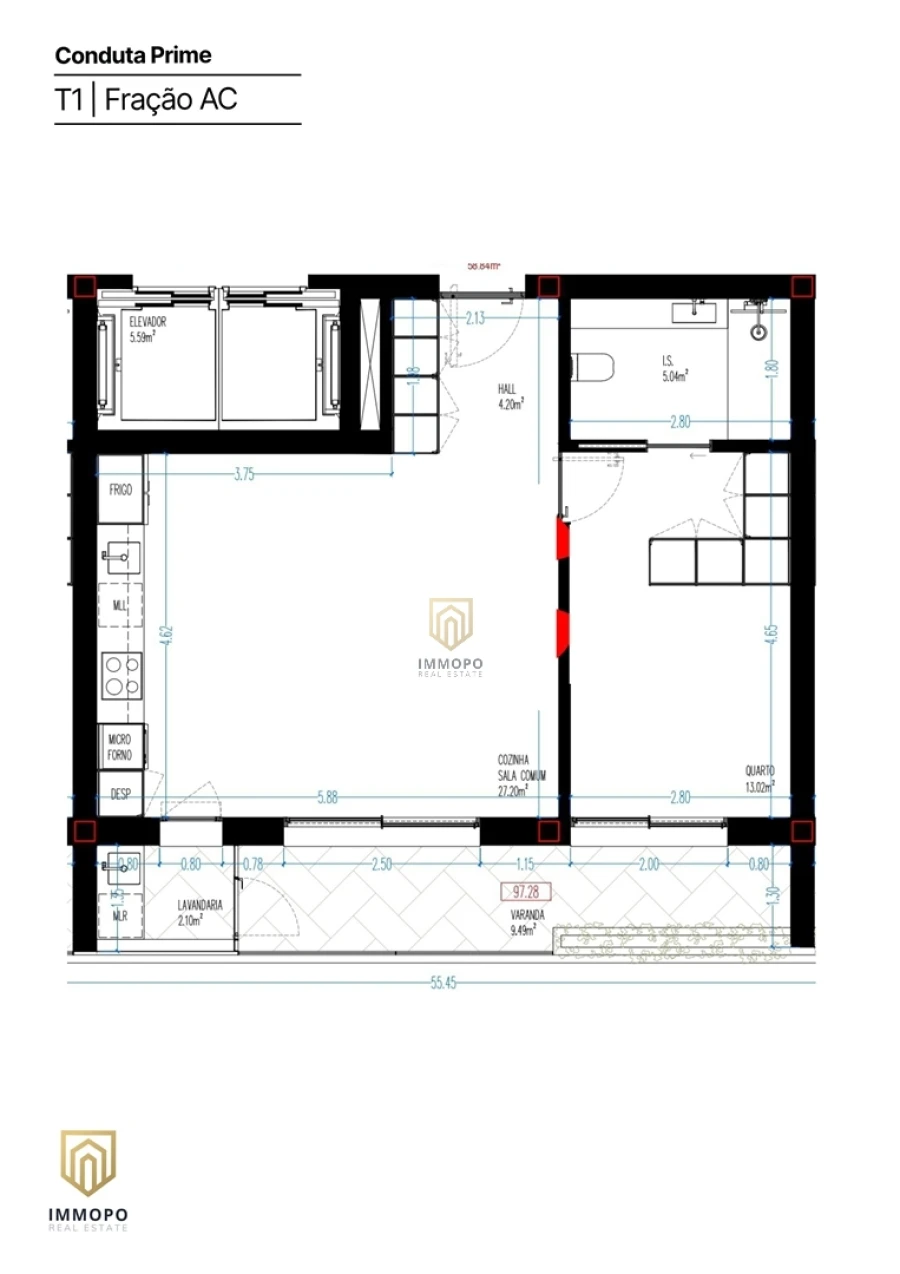 Apartamento T1 para Venda em Rio Tinto Planta 1