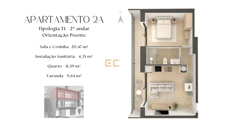 Apartamento T1 para Venda em Buarcos Planta 1