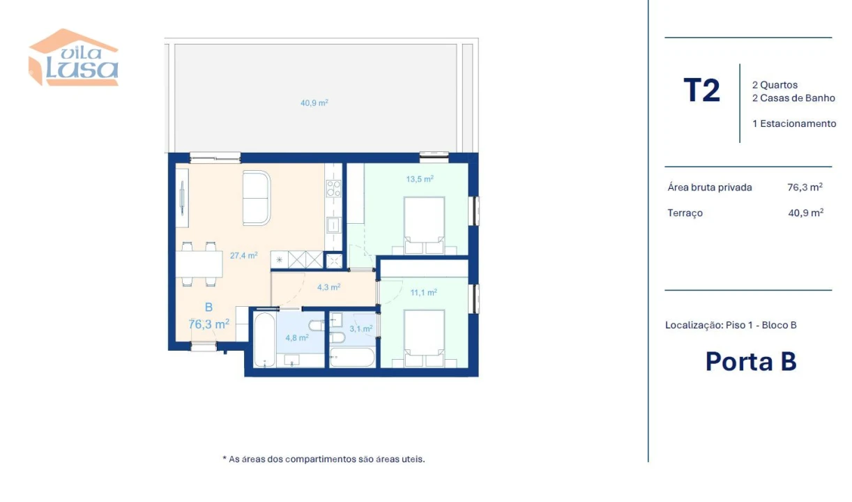 Apartamento T2 para Venda em Mafamude e Vilar do Paraíso Foto 18