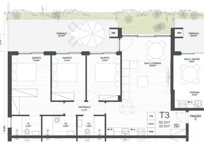 Apartamento T3 para Venda em Cidade da Maia Planta 1