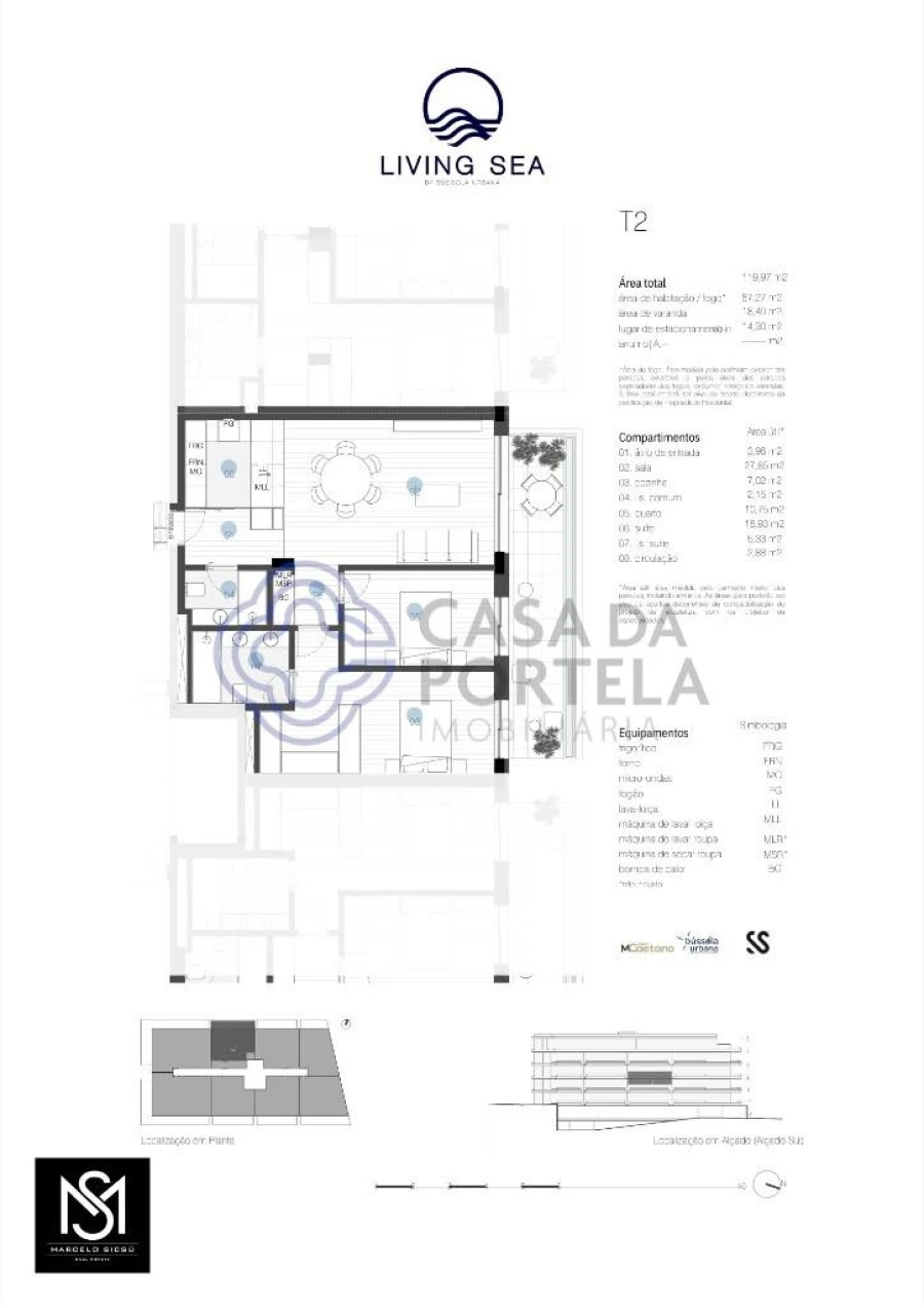 Apartamento T2 para Venda em Canidelo Planta 1