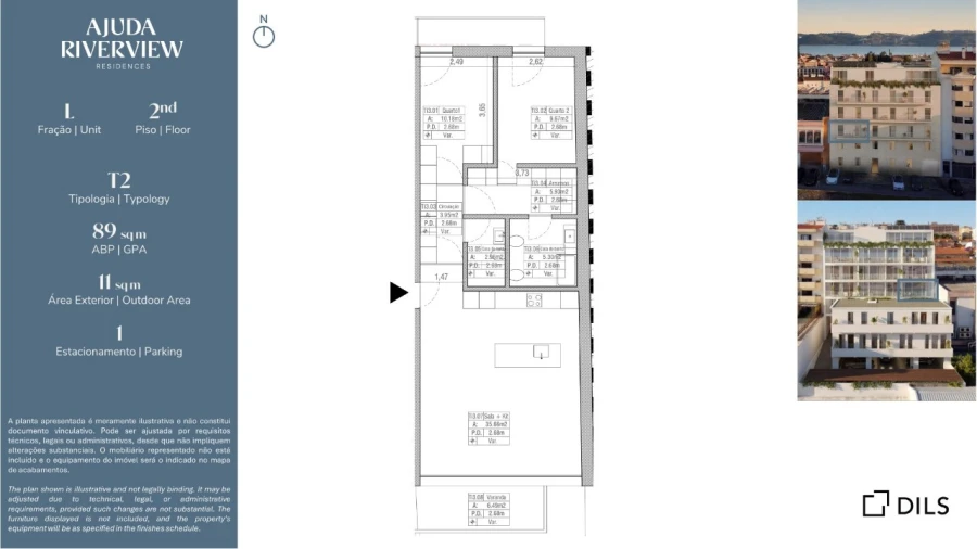 Apartamento T2 para Venda em Ajuda Planta 1