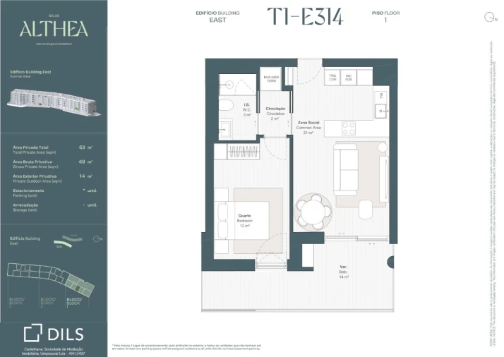 Apartamento T1 para Venda em Queluz e Belas Planta 1