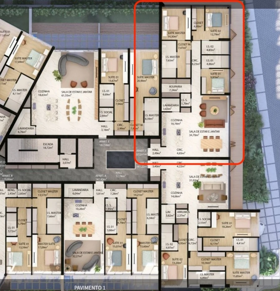 Apartamento T3 para Venda em Cascais e Estoril Planta 1