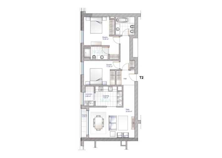 Apartamento T2 para Venda em Oliveira do Douro Planta 1