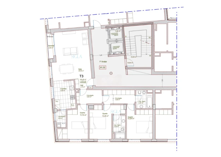 Apartamento T3 para Venda em Oliveira do Douro Planta 1