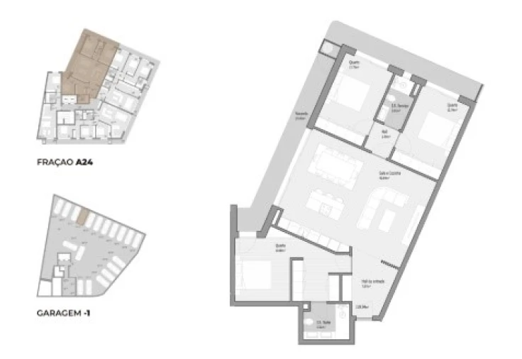 Apartamento T3 para Venda em Bougado (São Martinho e Santiago) Planta 1