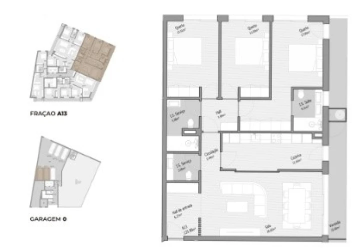 Apartamento T3 para Venda em Bougado (São Martinho e Santiago) Planta 1