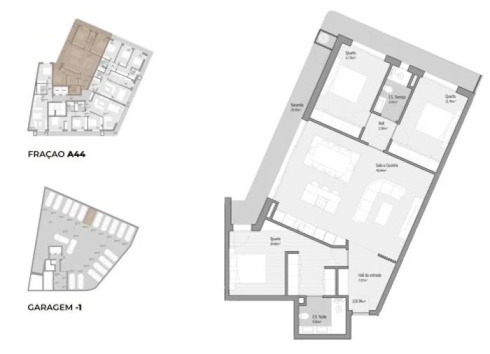 Apartamento T3 para Venda em Bougado (São Martinho e Santiago) Planta 1