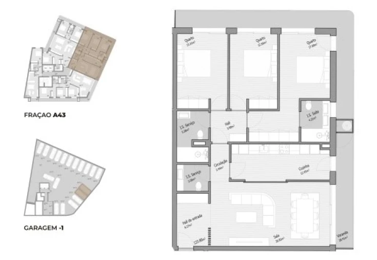 Apartamento T3 para Venda em Bougado (São Martinho e Santiago) Planta 1