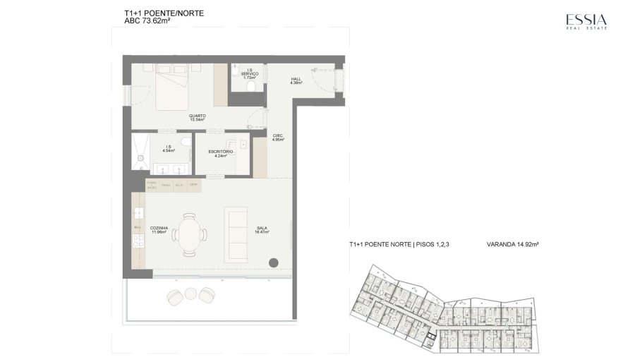 Apartamento T1 para Venda em Oliveira do Douro Planta 1