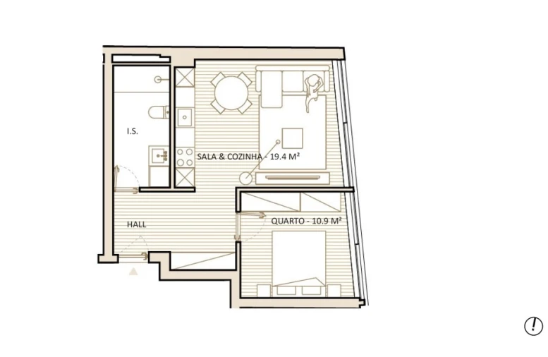 Apartamento T1 para Venda em Lordelo do Ouro e Massarelos Planta 1