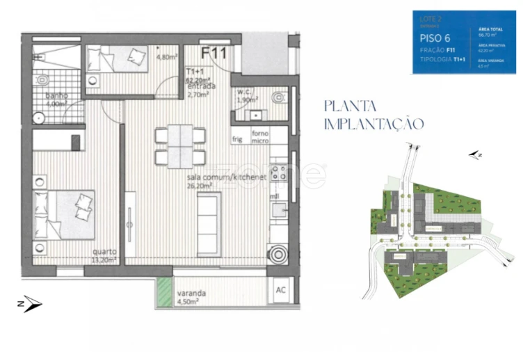 Apartamento T2 para Venda em Paranhos Planta 1