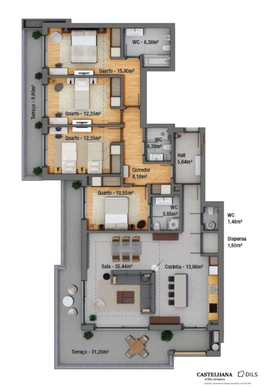 Apartamento T4 para Venda em Faro (Sé e São Pedro) Planta 1