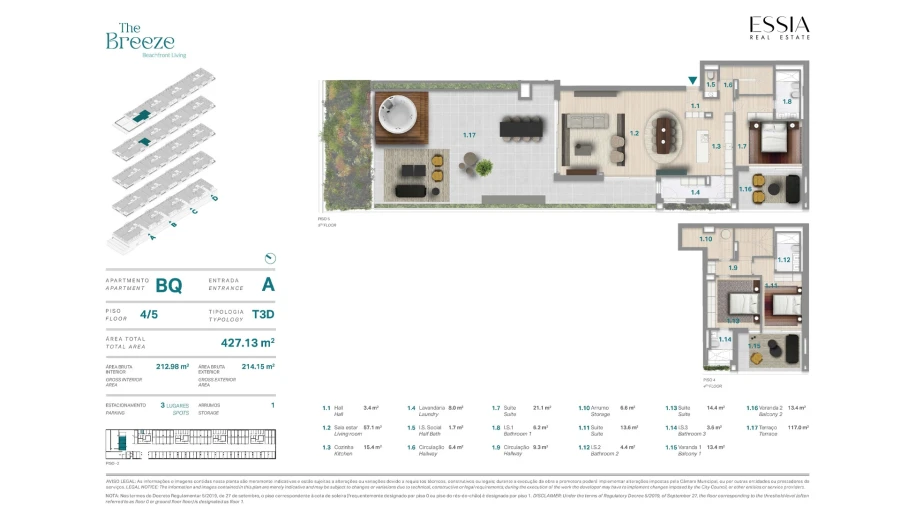 Apartamento T3 para Venda em Canidelo Planta 1