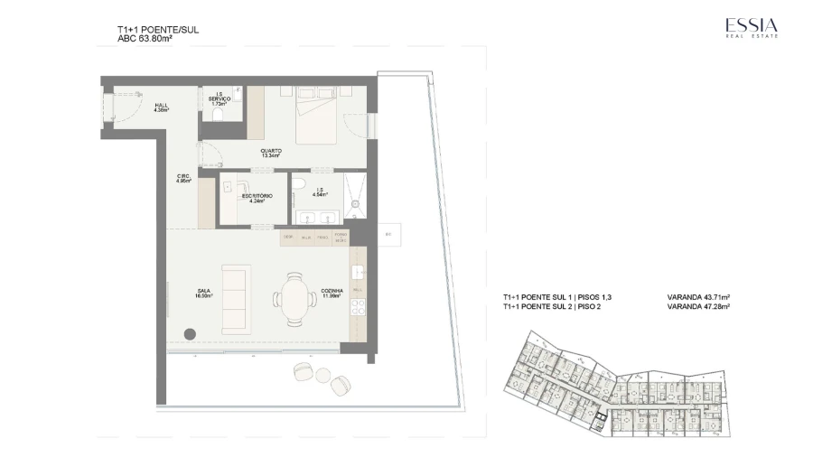 Apartamento T1 para Venda em Oliveira do Douro Planta 1