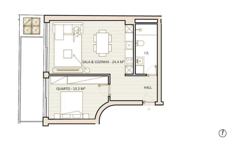 Apartamento T1 para Venda em Lordelo do Ouro e Massarelos Planta 1