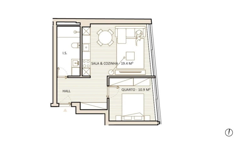 Apartamento T1 para Venda em Lordelo do Ouro e Massarelos Planta 1