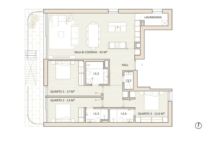 Apartamento T1 para Venda em Lordelo do Ouro e Massarelos Planta 1