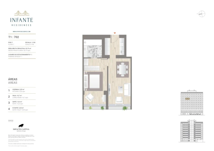 Apartamento T1 para Venda em Estrela Planta 1