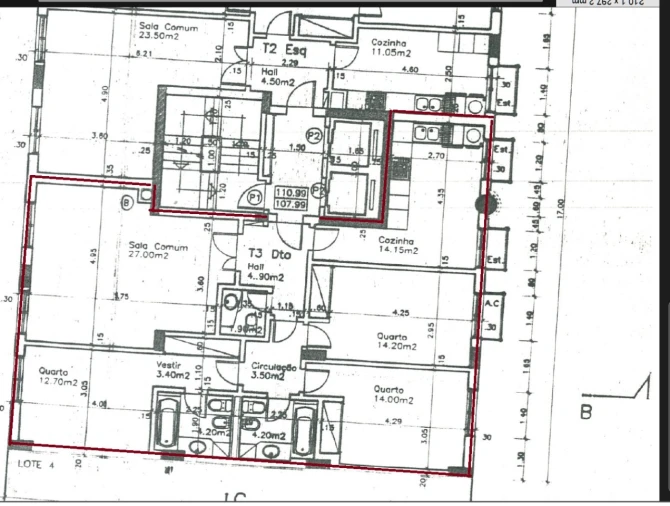 Apartamento T3 para Venda em São Domingos de Benfica Planta 1