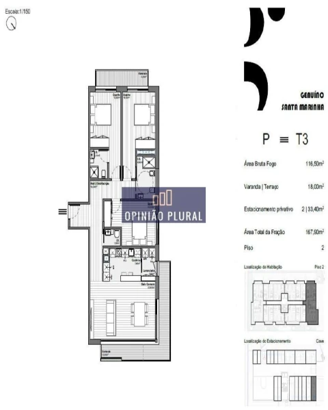 Apartamento T3 para Venda em Santa Marinha e São Pedro da Afurada