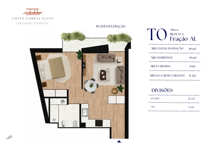 Apartamento T0 para Venda em Paranhos Planta 1