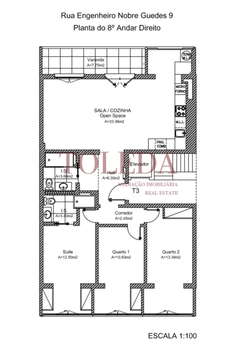 Apartamento T3 para Venda em Benfica