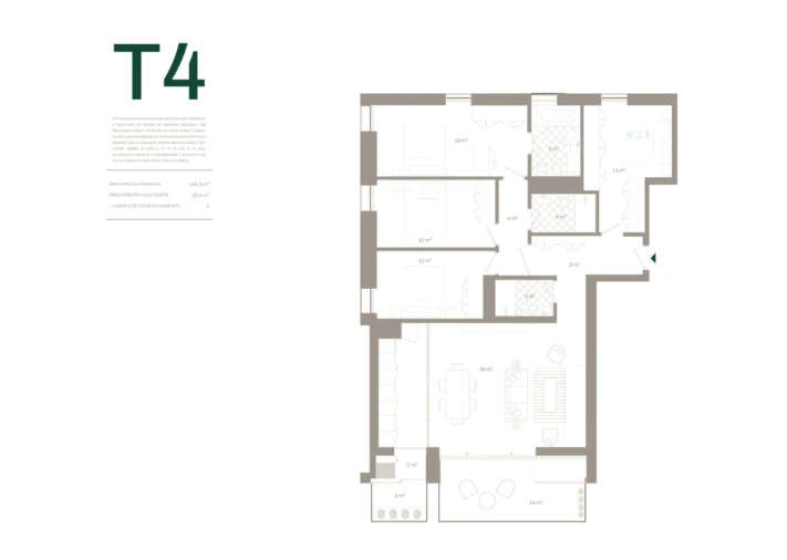 Apartamento T4 para Venda em Santa Marinha e São Pedro da Afurada Planta 1