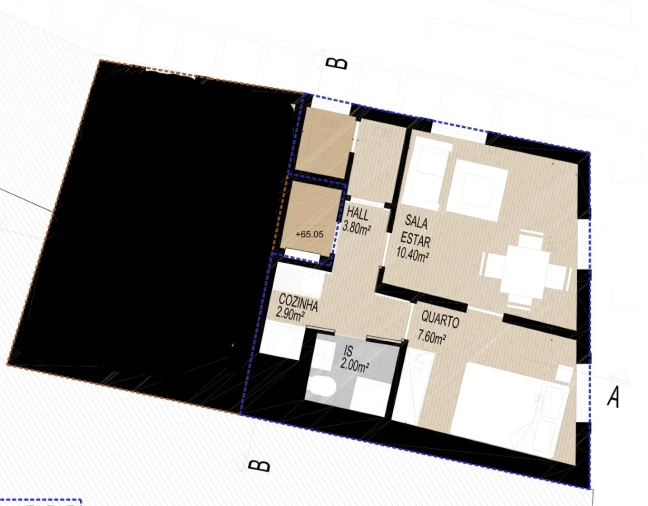 Apartamento T2 para Venda em Santa Maria Maior Planta 1