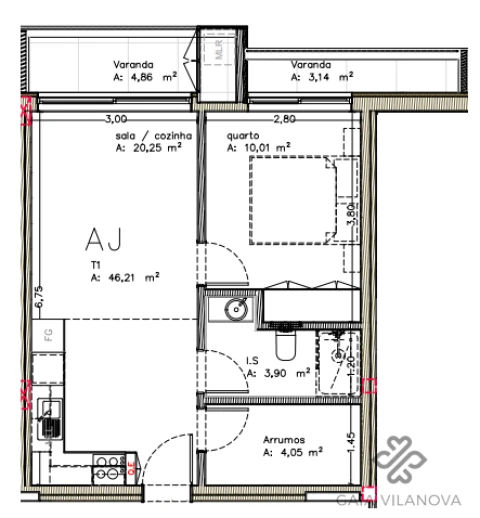 Apartamento T1 para Venda em Santa Marinha e São Pedro da Afurada