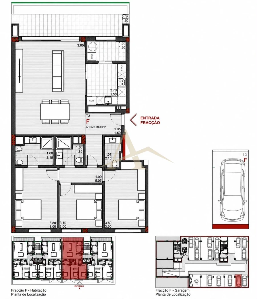 Apartamento T3 para Venda em Santa Marinha Planta 1