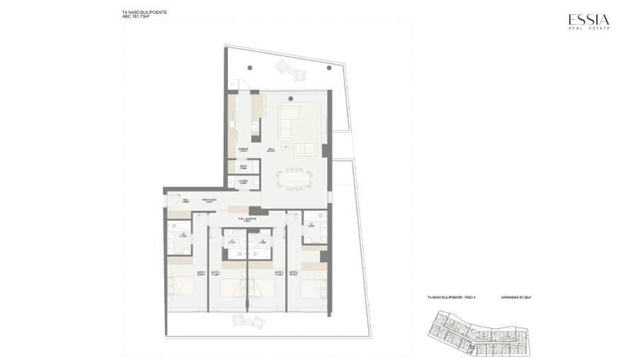 Apartamento T4 para Venda em Oliveira do Douro Planta 1