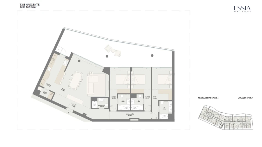Apartamento T3 para Venda em Oliveira do Douro Planta 1