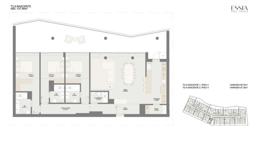 Apartamento T3 para Venda em Oliveira do Douro Planta 1