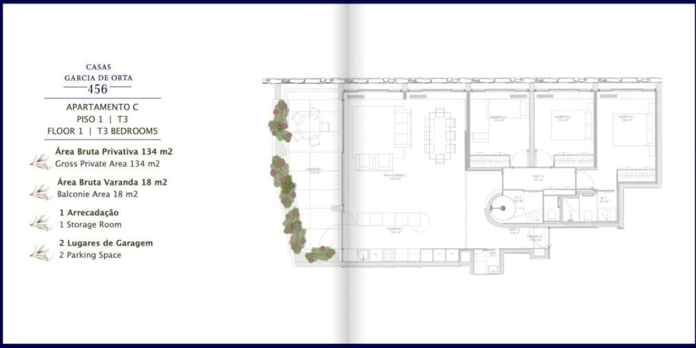 Apartamento T3 para Venda em Aldoar, Foz do Douro e Nevogilde Planta 1
