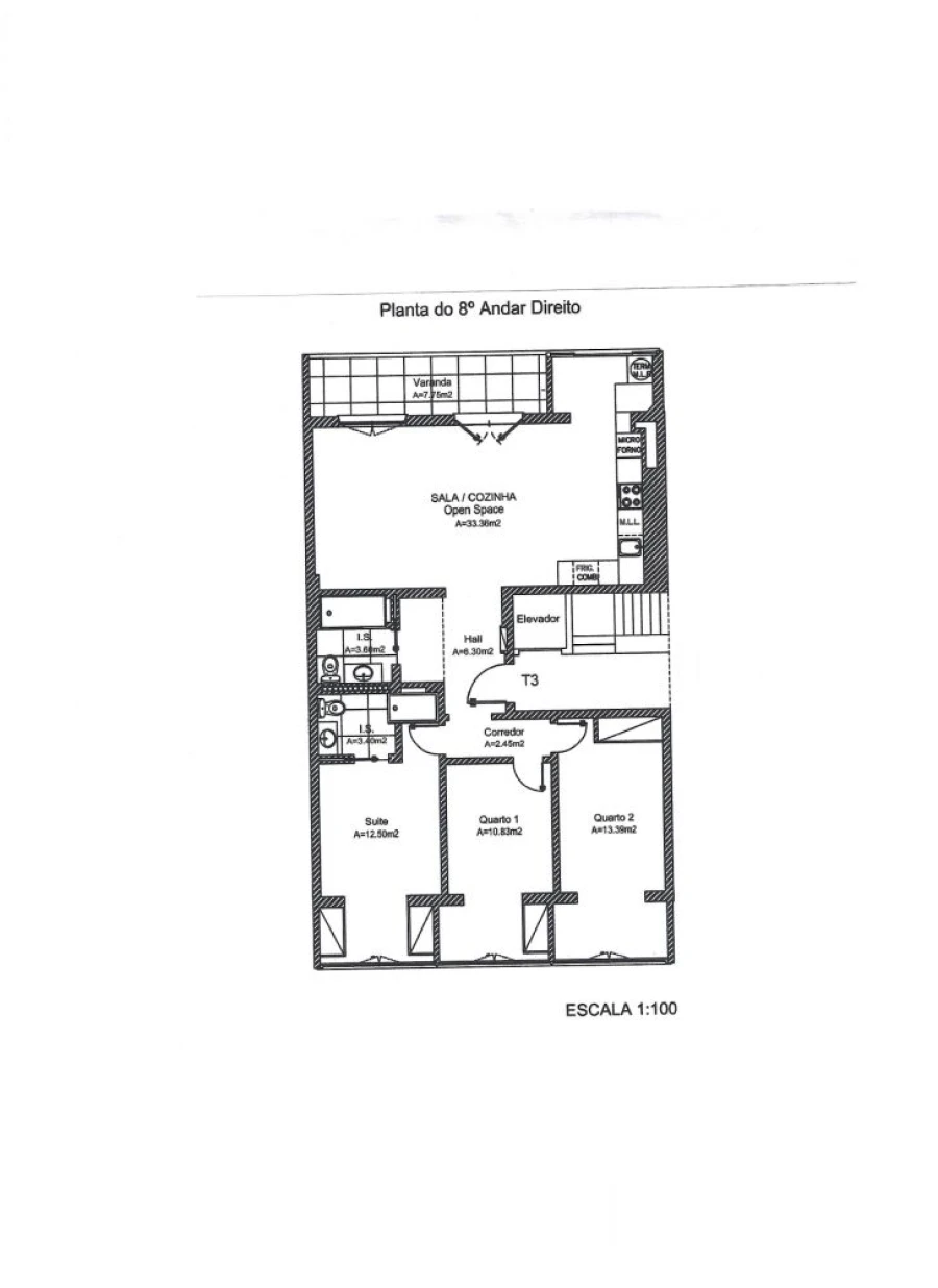 Apartamento T3 para Venda em Benfica Planta 1