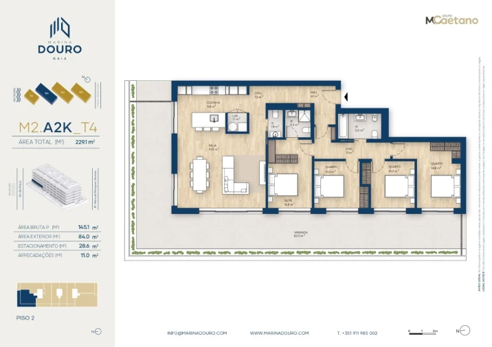 Apartamento T4 para Venda em Canidelo Planta 1