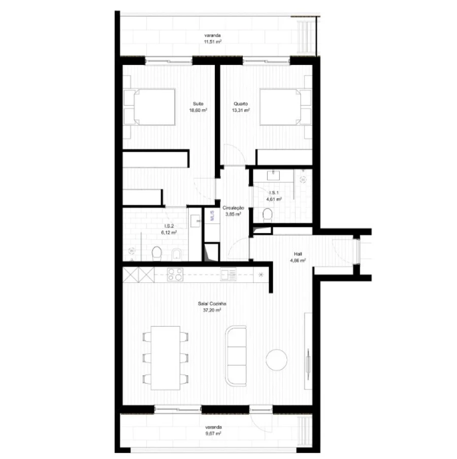 Apartamento T2 para Venda em Portimão Planta 1