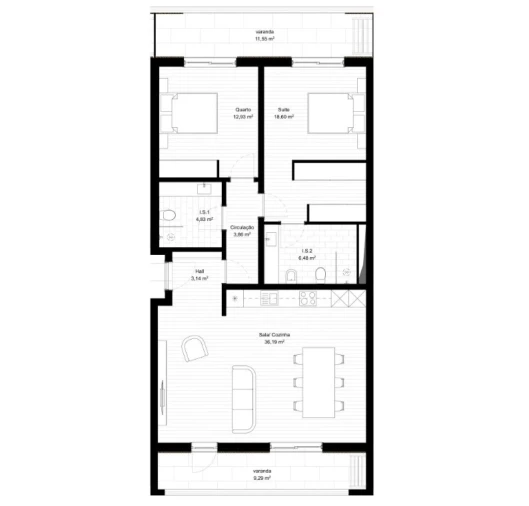 Apartamento T2 para Venda em Portimão Planta 1