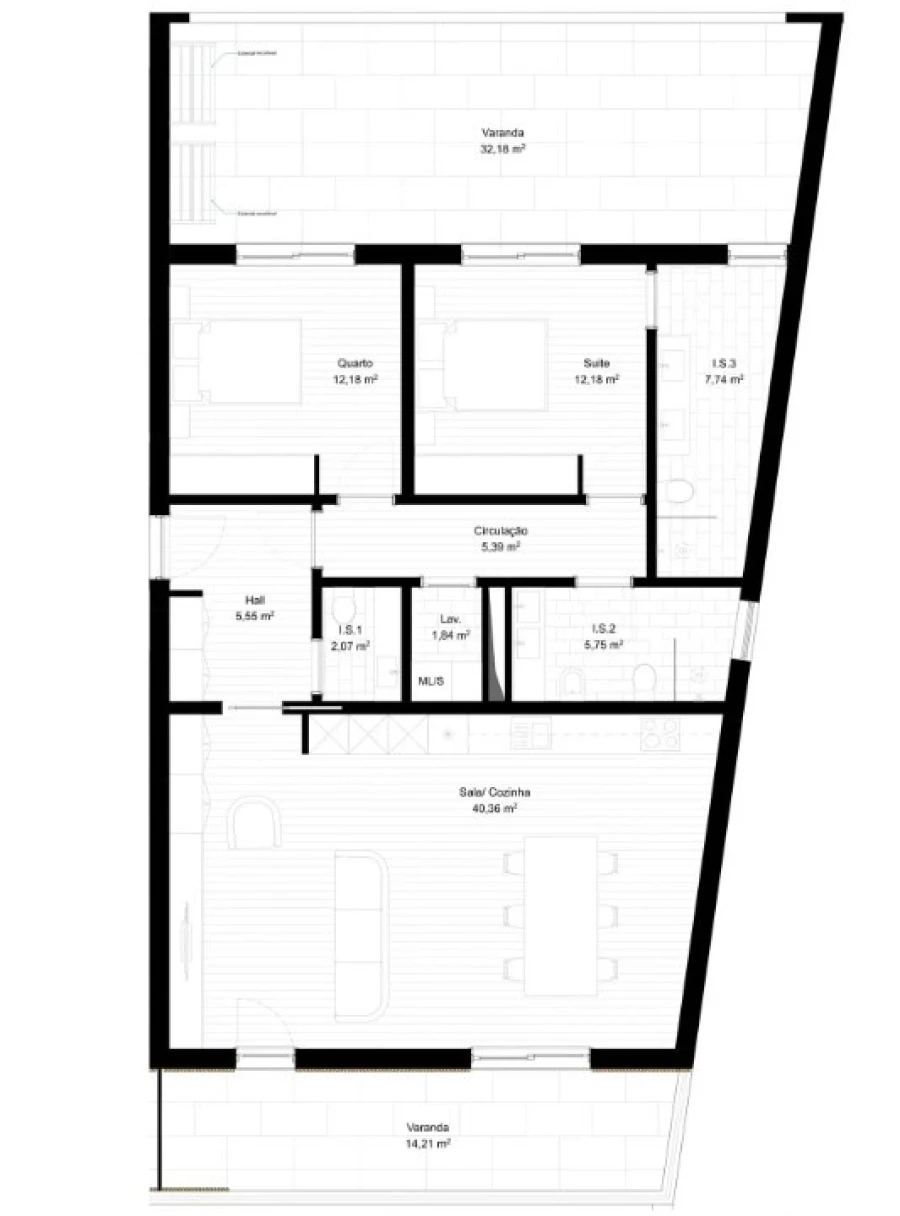 Apartamento T2 para Venda em Portimão Planta 1