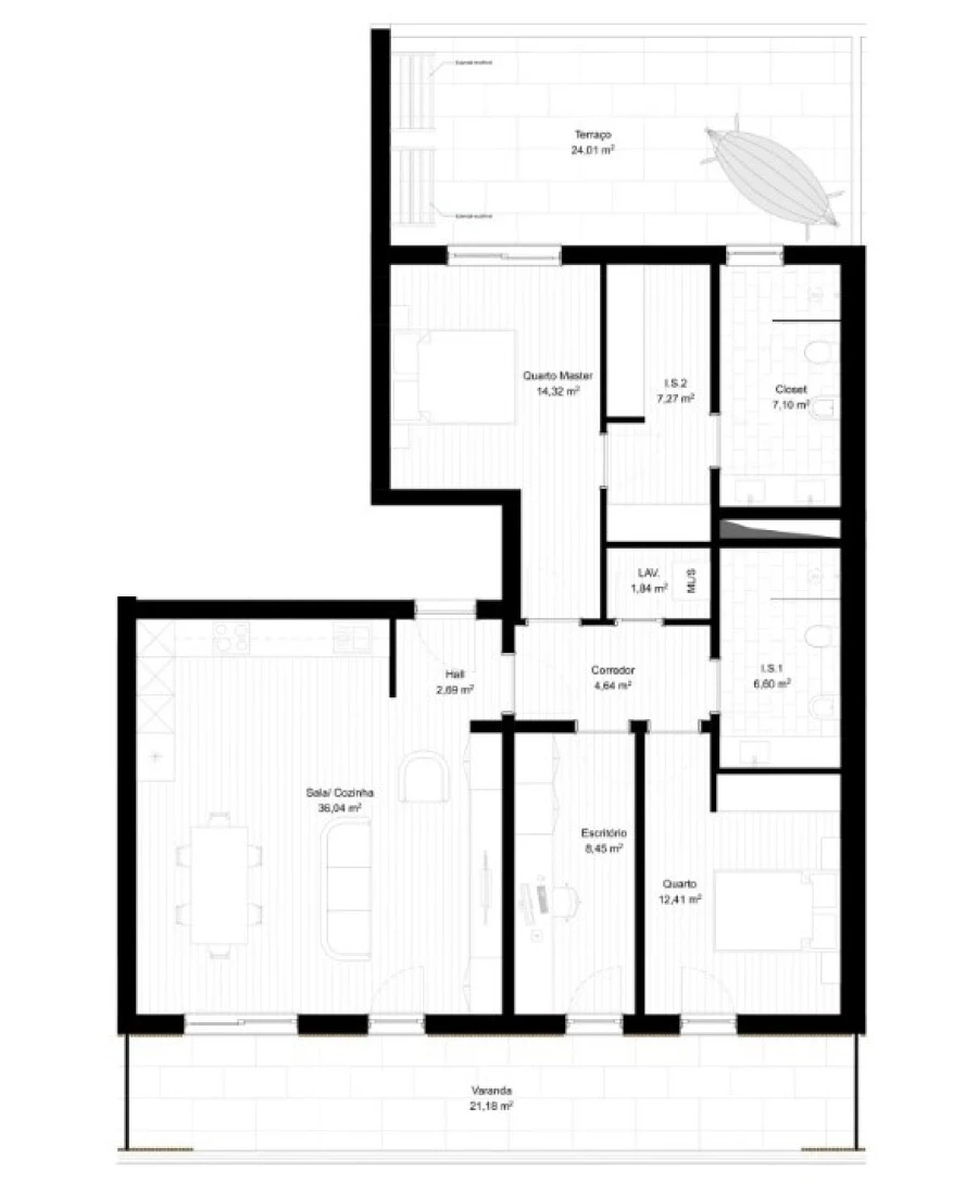 Apartamento T2 para Venda em Portimão Planta 1