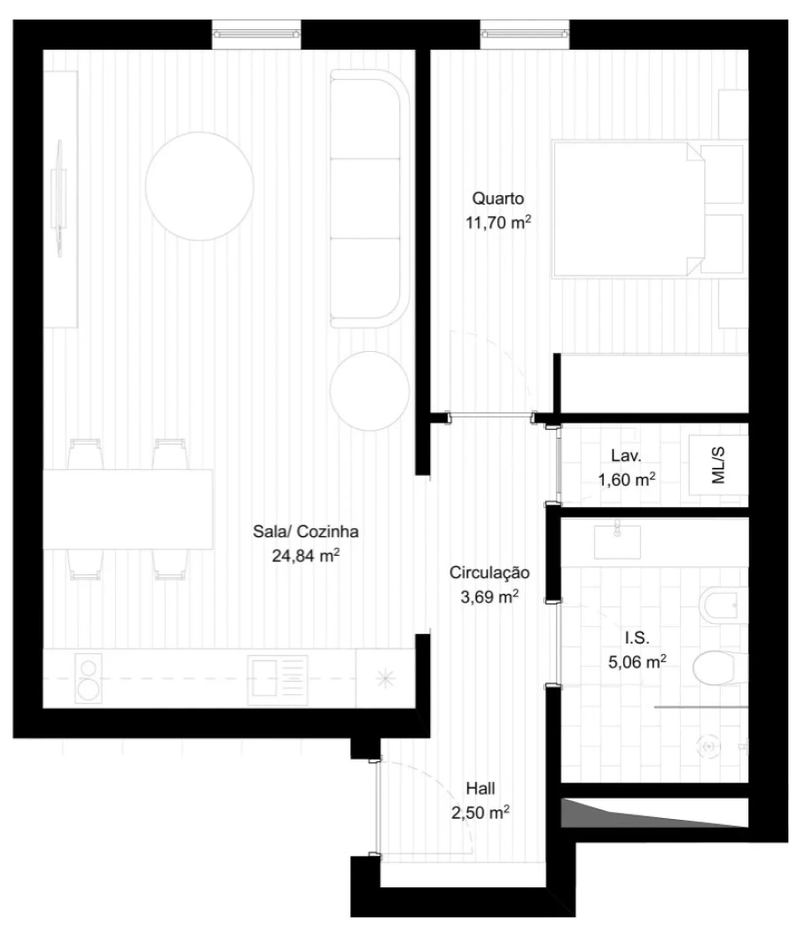 Apartamento T1 para Venda em Portimão Planta 1